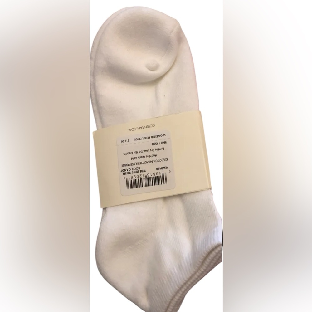 Cole Haan Socks In Wide Stripe Ped Rock Candy And White 2 Packs - Picture 2 of 4
